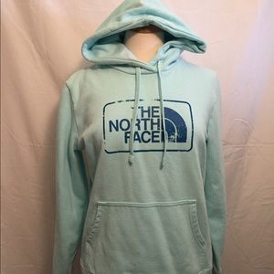 Hoodie Sweater Teal W/ Distressed Lettering SZ Med